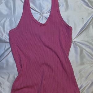 Pink Ribbed Women's Tank Top
